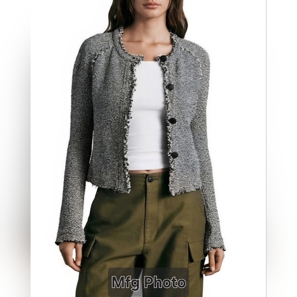 rag & bone Jackets & Blazers - Rag & Bone Tweed Cotton Knit Button-Up Jacket, Womens 2